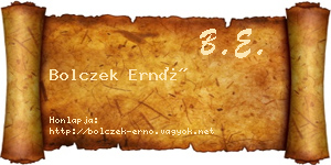 Bolczek Ernő névjegykártya